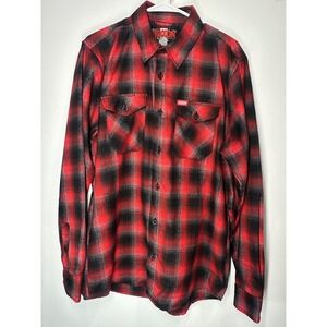 Dixxon Flannel Fairview Red Black Plaid Long Sleeve - Large